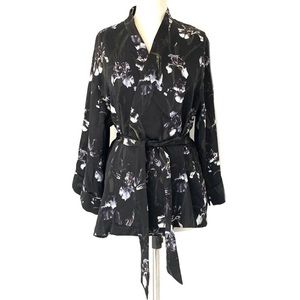 Kimono Jacket in black floral print
